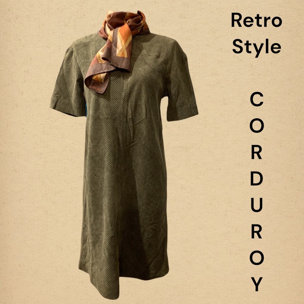 Women’s Corduroy Dress By Prologue In Olive Green Sz XS